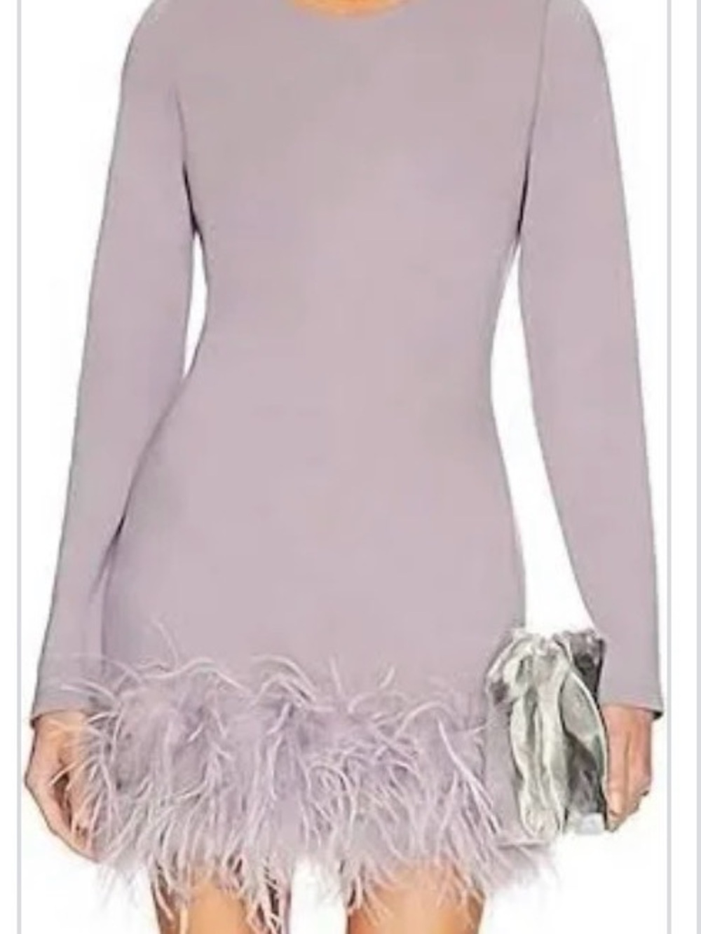 Lamarque Lavender Bahira Feather-Trim Mini Dress